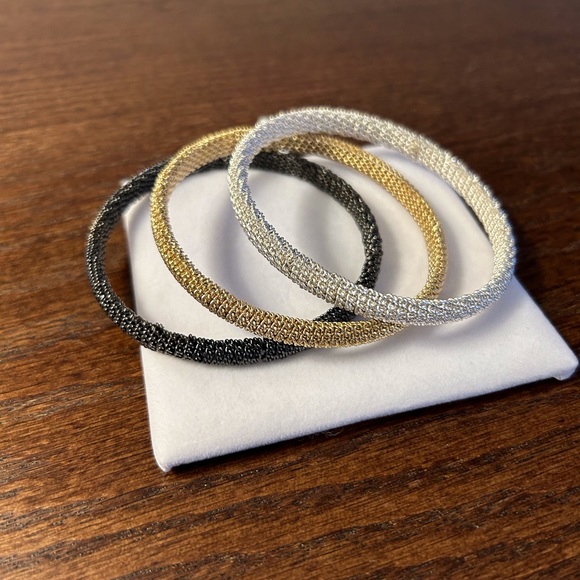 Gold/Silver/Black Bangle Bracelet Set - Picture 1 of 3